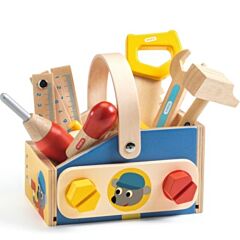 Djeco legetøj - Værktøjskasse med værktøj i træ - Minibrico