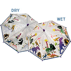 Flock & Rock - Paraply med farveskift - Dino Transparent