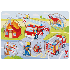 Knoppuslespil med brandvæsen - 7 brikker - Goki. Sjovt legetøj