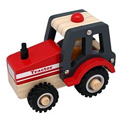 Legetøjsbil i træ med gummihjul - Traktor - Magni