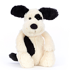 Jellycat tøjdyr - Hund - 31 cm - Bashful Black and Cream Puppy Original. Dåbsgave