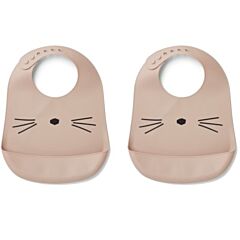 Hagesmæk - Silicone Bib, Cat rose - 2 stk - Liewood