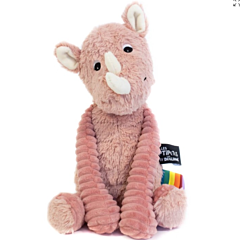 Næsehorn - tøjdyr - 35 cm - rosa - Les Deglingos. Sjovt legetøj og fin dåbsgave. 
