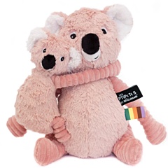 Tøjdyr - koala med baby - 35 cm - pink - Les Deglingos. Dåbsgave