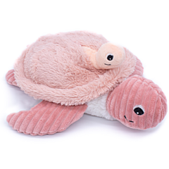 Skildpadde med baby - tøjdyr - 29 cm - rosa - Les Deglingos. Sjovt legetøj og fin dåbsgave