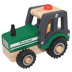 Legetøjsbil i træ med gummihjul - Traktor grøn - Magni. Legetøj