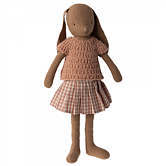 Maileg Kanin brun - Size 3, strikket bluse og nederdel - pige med lange ører. Legetøj