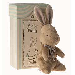 Maileg - My First Bunny in box - Tøjdyr, kanin brun. Dåbsgave, legetøj