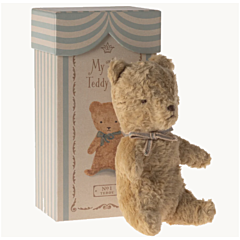 Maileg tøjdyr - My First Teddy in box - Sand. Dåbsgave, legetøj