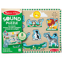 Knoppuslespil med lyd, 8 brikker - dyr fra zoo - Melissa & Doug. Legetøj