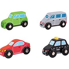 Træbiler - 4 biler - New Classic Toys 