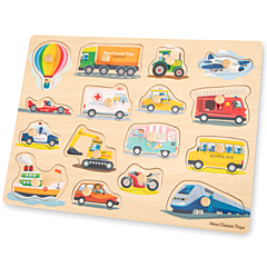 Knoppuslespil med køretøjer - 16 brikker - New Classic Toys