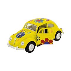 Bil i metal - Volkswagen classical Beetle - Hippie - gul