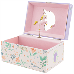 Smykkeskrin med spilledåse - Unicorn Lilac. Dåbsgave